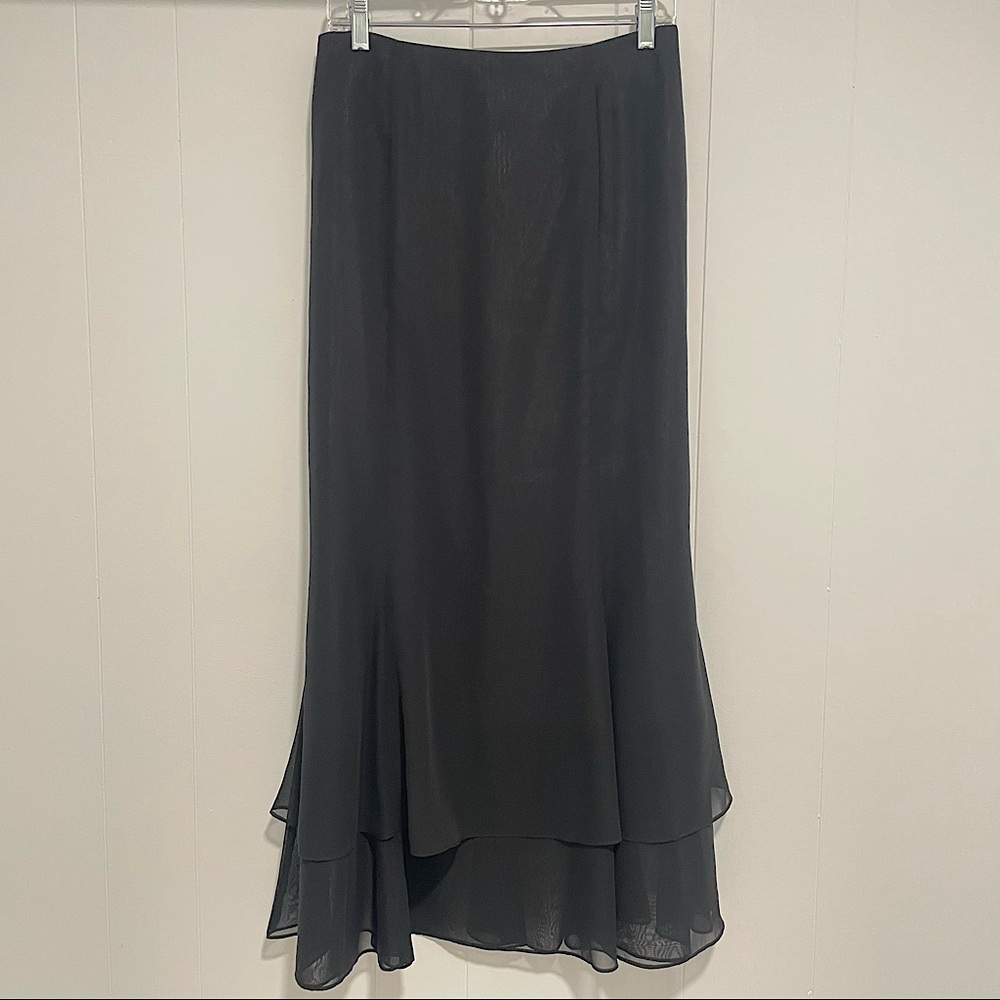 Adrianna Papell Black Long Tiered Formal Skirt